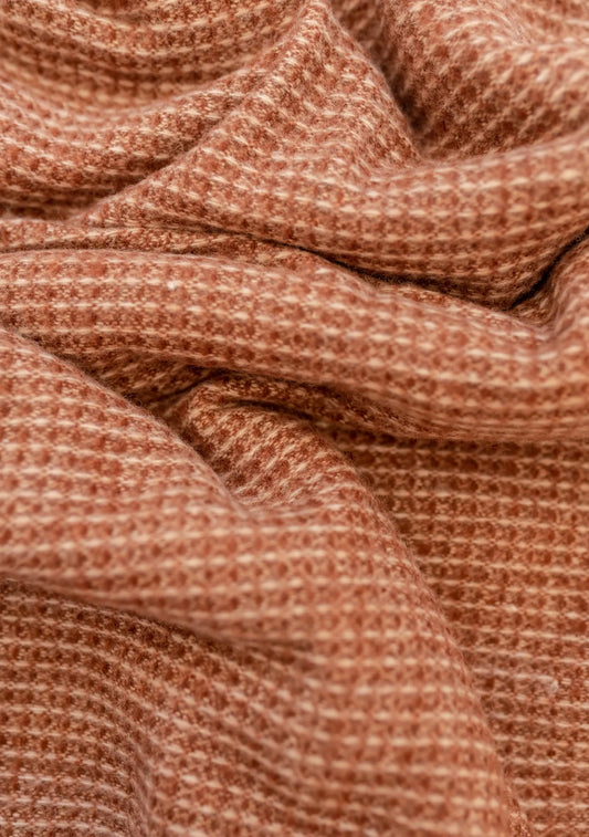 Recycled Wool Blanket in Rust Waffle