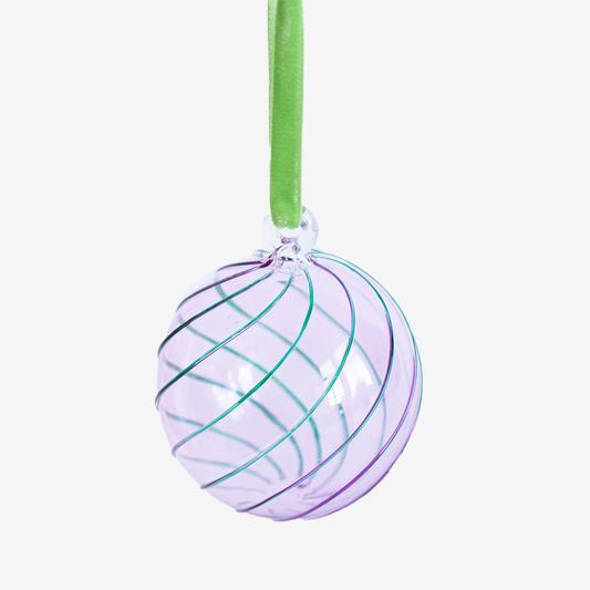 Lilac with Green Swirl Bauble