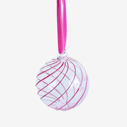Pink with Red Swirl Bauble