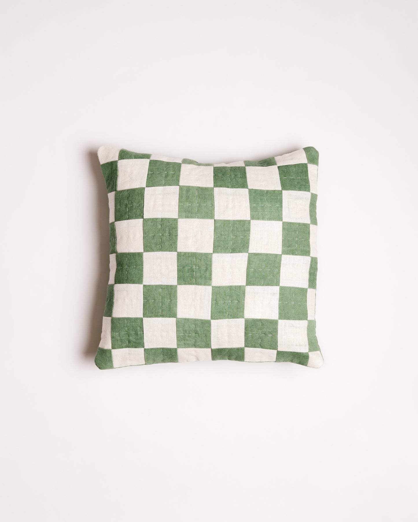 Green Checkered Cushion Cover