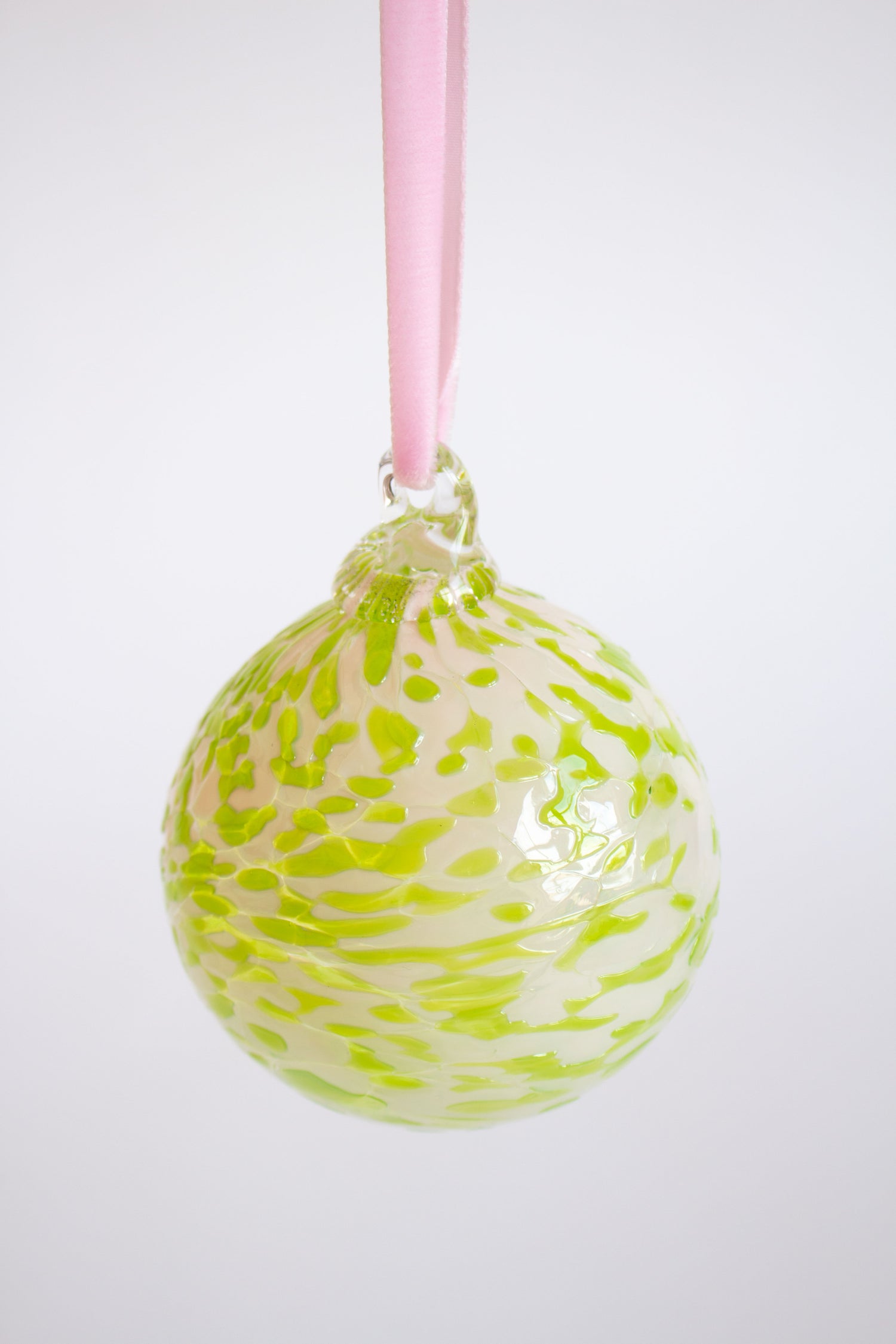 Glass Christmas Bauble Pink and Green