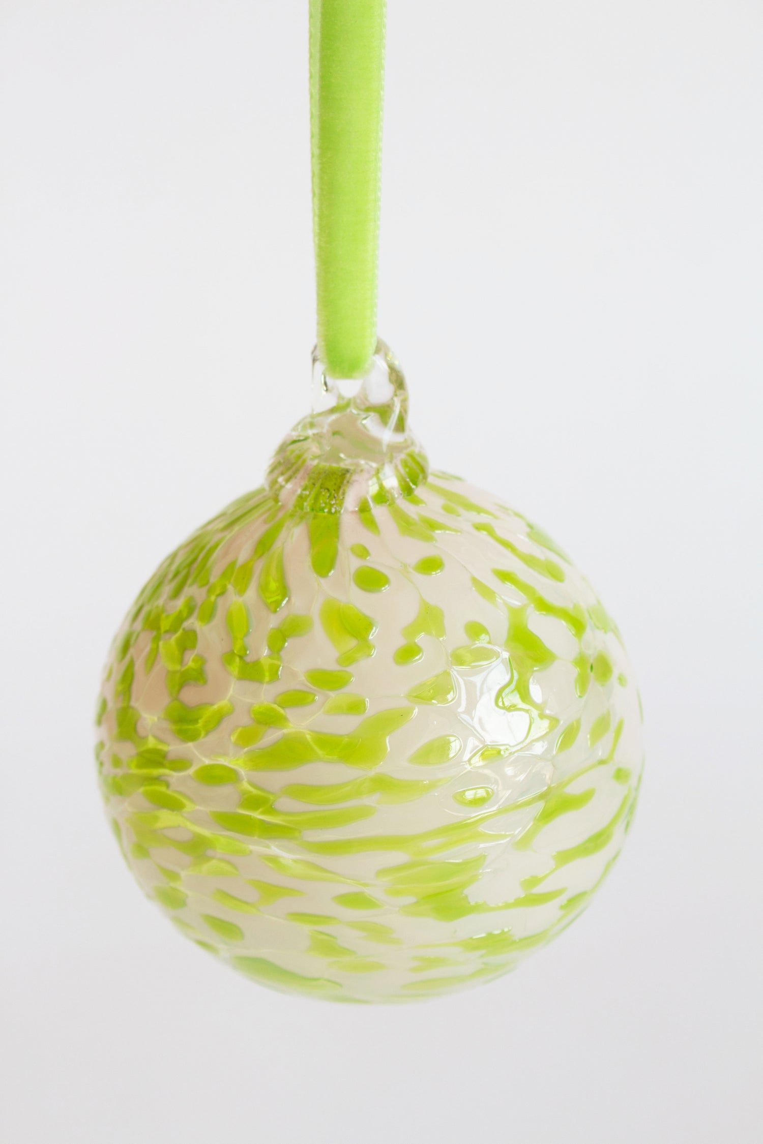 Marbled Glass Bauble Pink and Green 