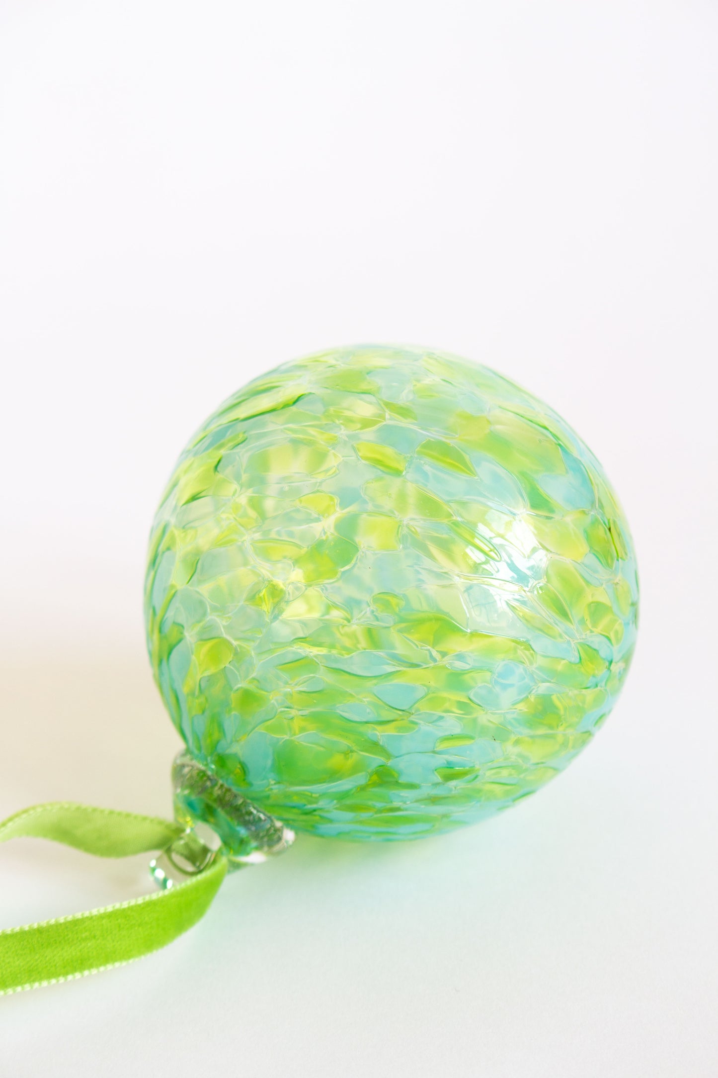 Christmas Glass Bauble- blue and green