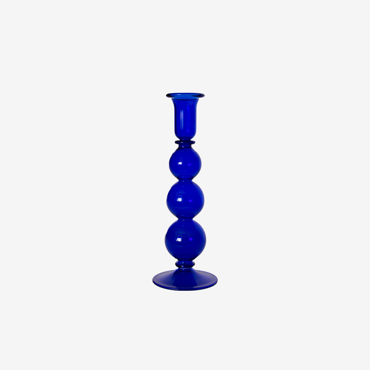 Bobble Glass Candle Holder - Dark Blue