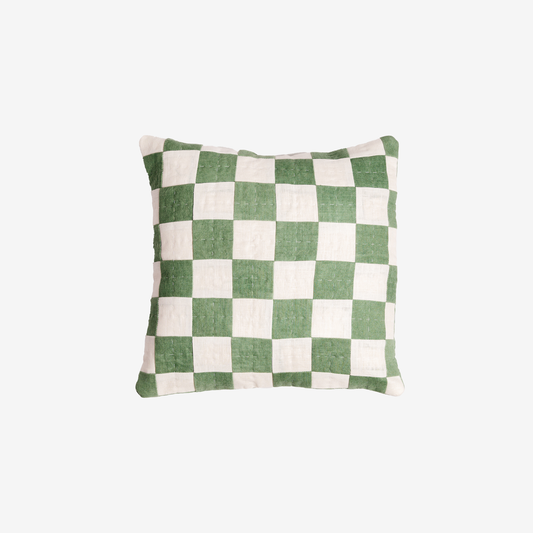 Green Checkered Cushion Cover