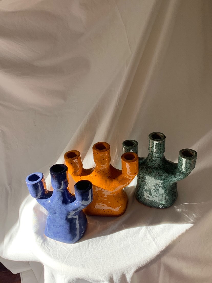 Ceramic Candelabra - Blue